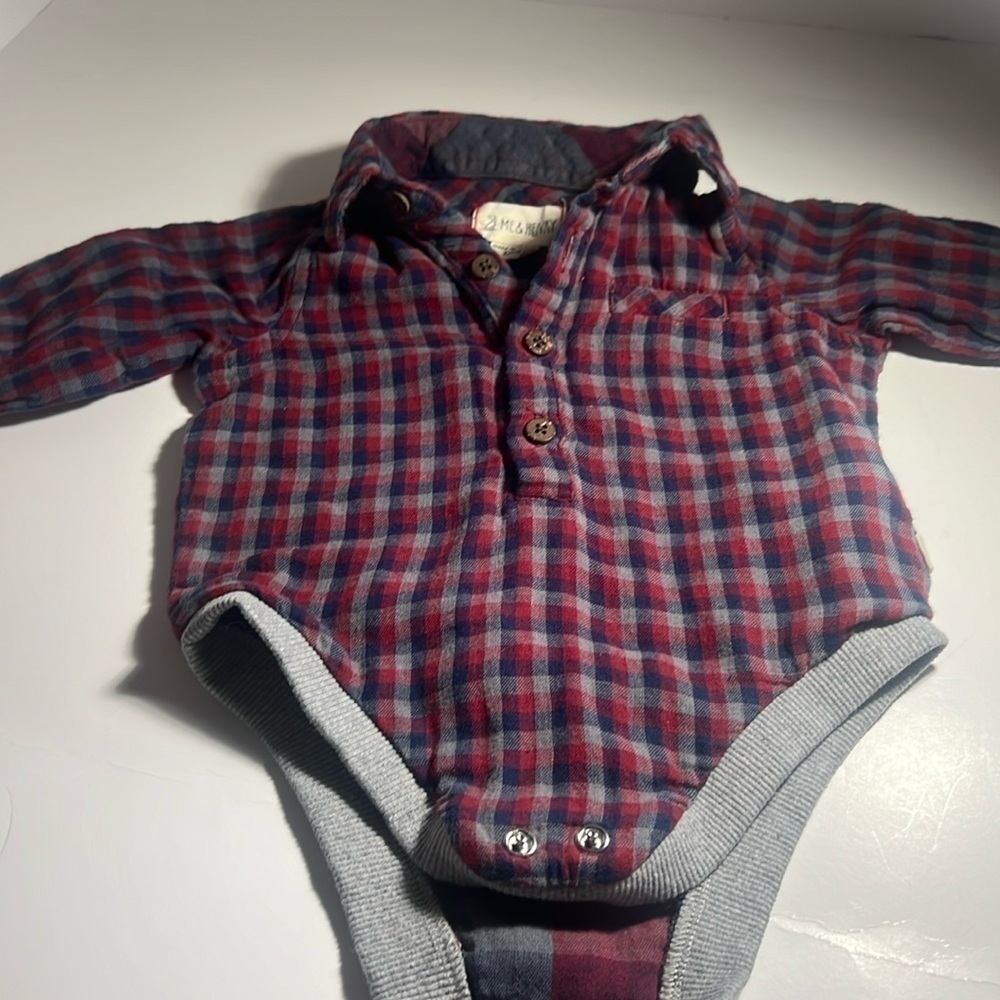 👦🏻Me and Henry one piece festive shirt c collar 100% cotton soft size 3-6 m